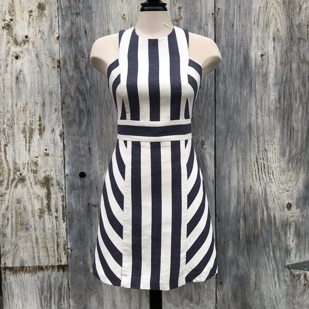 Dex High Neck Striped Dress